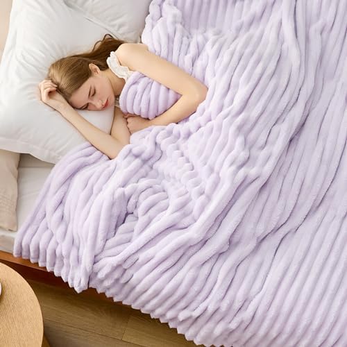 Bedsure Soft Queen Size Blanket for Bed Lavender Fog 90"x90"