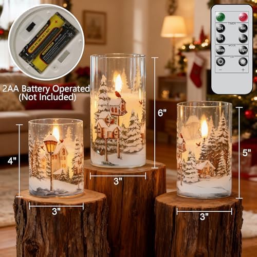 Wondise Red Bird Glass Flameless Candles with Remote Timer
