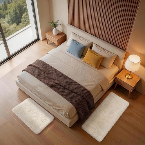 Ophanie Small Rug Washable Non Slip Throw Bedside Area Rugs, Fluffy Soft Mini Bedroom Carpet, 1.5x2.5 and 1.5x4 Rug