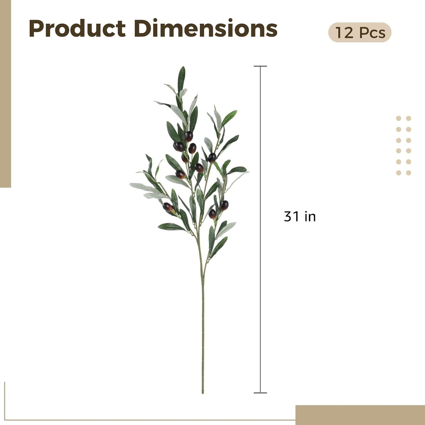 Artificial Olive Branches / 31 Inch / Set of 12