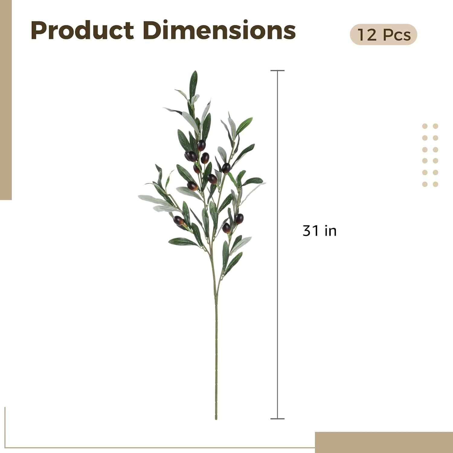 Artificial Olive Branches / 31 Inch / Set of 12