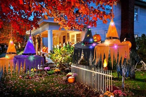 light up Halloween Decorations Witch Hat Hanging sawtooth Lights Ghost hats