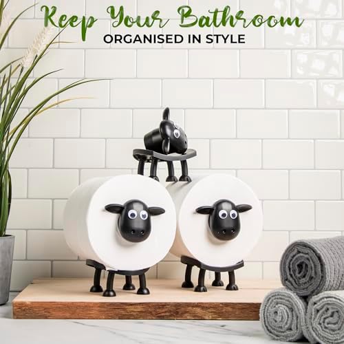VELENTI Sheep Toilet Roll Holder - Funny Toilet Paper Holders Free Standing Cute Bathroom Decor - Premium 3D Printed
