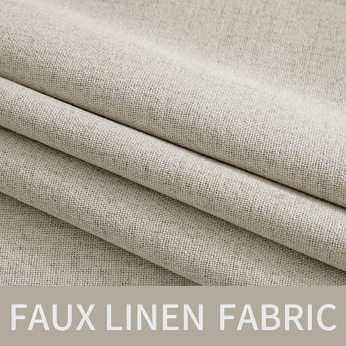 MIULEE 100% Blackout Linen Curtains for Bedroom 52x108 Inches Cobblestone