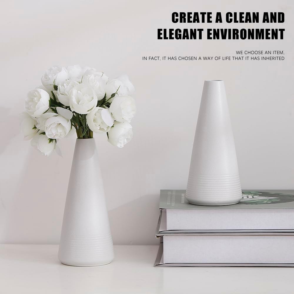 2-Piece Matte Ceramic vase Set / White
