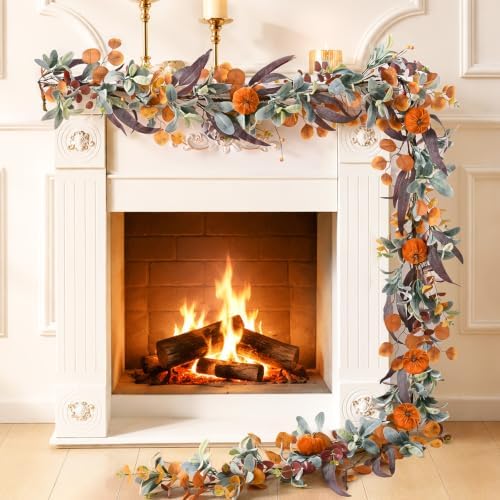 Waipfaru 2 Pcs Fall Eucalyptus Garland Thanksgiving Vine for Fall Decor