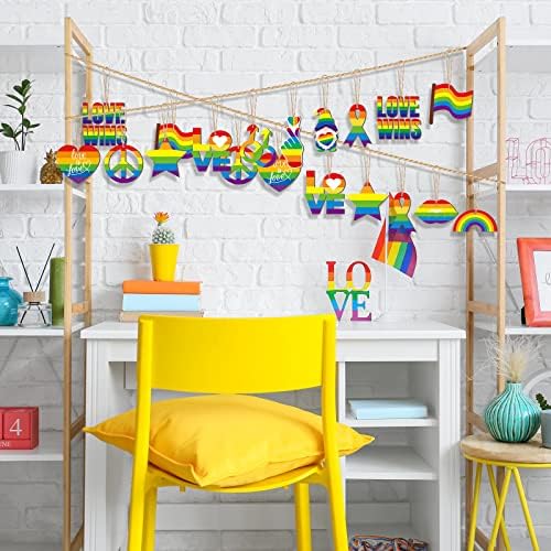 Qunclay 24 Pcs Patriotic Summer Ornaments Red White Blue Rainbow Style