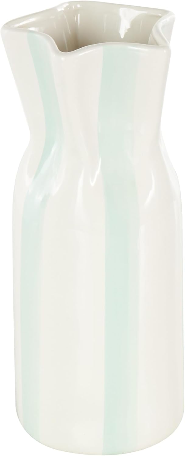 Ceramic Decorative Vase Round Centerpiece Vase / White / 4.9 x 5 x 12