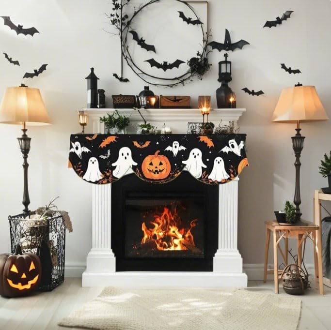 Halloween Fireplace Mantel Scarf Runner Cover Holiday Party Home Decoration