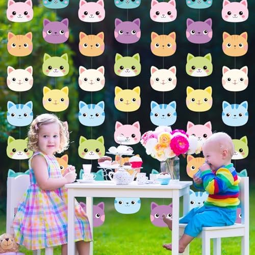 Xinnun 8 Pcs Dollhouse Party Decorations Cat Party Garland Birthday