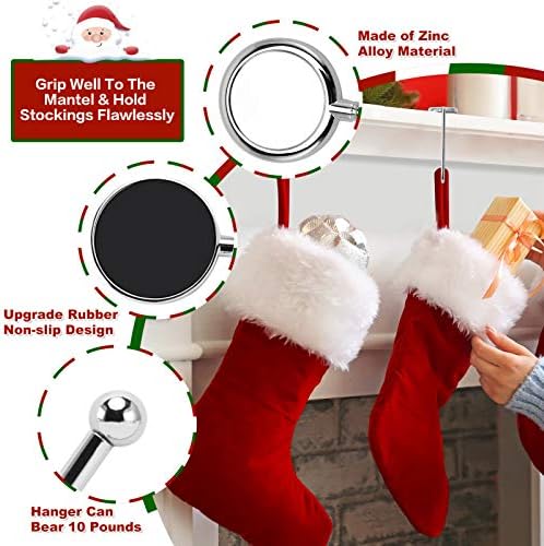Christmas Stocking Holders for Mantle, 6 Pack Mantel Stocking Hangers