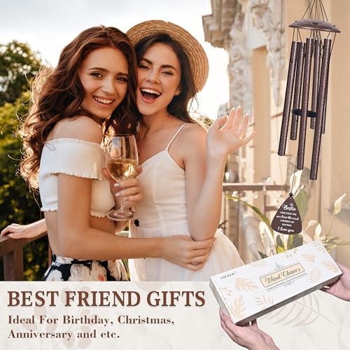 Bestie Gifts, 32" Bronze Wind Chimes, Best Friend Birthday Gifts for Women