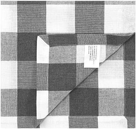 Cotton Cloth Napkins Set of 4, Reusable Dinner Napkins Washable, 20 x 20 Inches Buffalo Plaid Durable Napkins Ideal for Farmhouse Restaurants, Party, Weddings&Everyday Use, Gray and White