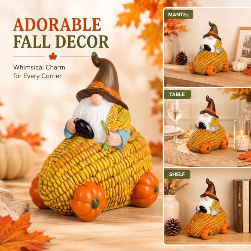 Topadorn Fall Gnome Figurine, Thanksgiving Harvest Table Decor