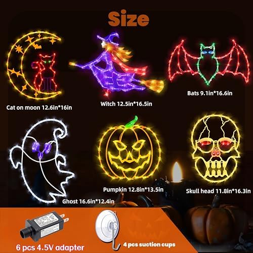 TRWYMZ Halloween Decorations - 16" Halloween Window Silhouette Lights