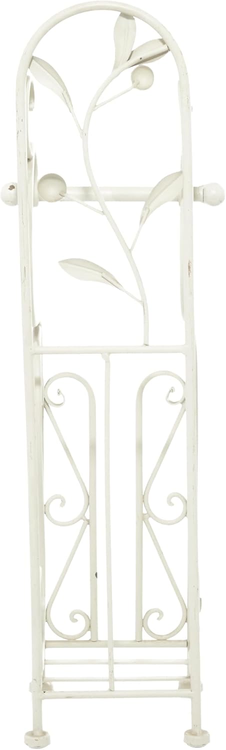 Deco 79 Metal Scroll Toilet Paper Holder with Space to Hold 3 Rolls, 8" x 6" x 24", Cream