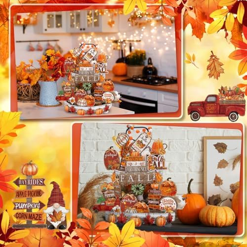 BBTO 18 Set Fall Tiered Tray Decor Rustic Farmhouse 3D Layered Wooden Signs