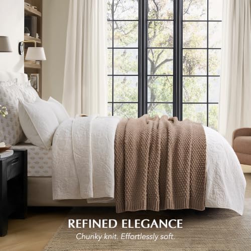 EVERGRACEHOME Chunky Chenille Knit Throw Blanket, 50 x 60, Rosewood