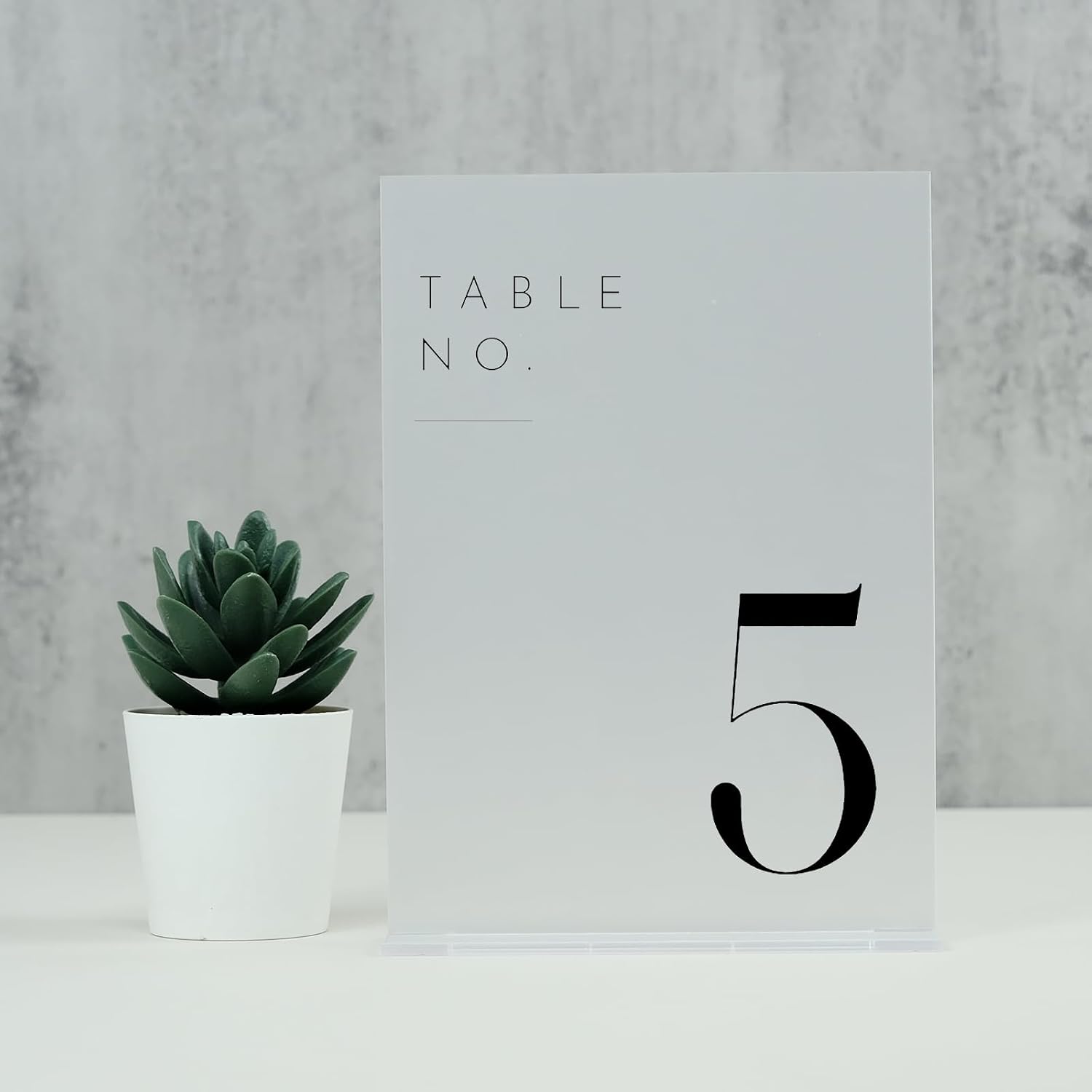 Frosted Wedding Table Numbers 1-20 with Stands | 5"x7" Frosted Acrylic Table Numbers, Perfect for Wedding Reception