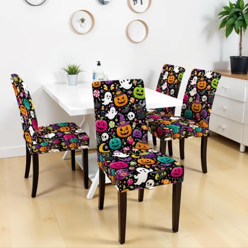 Christmas Chair Covers Set of 4, Snowman with Gifts Dining Chair Slipcovers, Stretchable Holiday Chair Protectors with Snowflakes,85