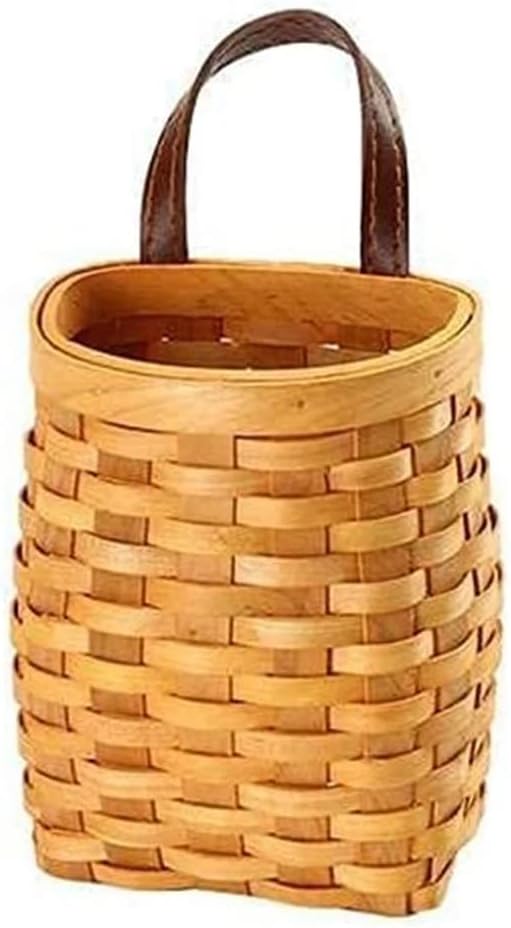 Small Hand-Woven Wood Storage Basket Portable Wall Hanging Flower Basket Organizer Fruit Vegetable
