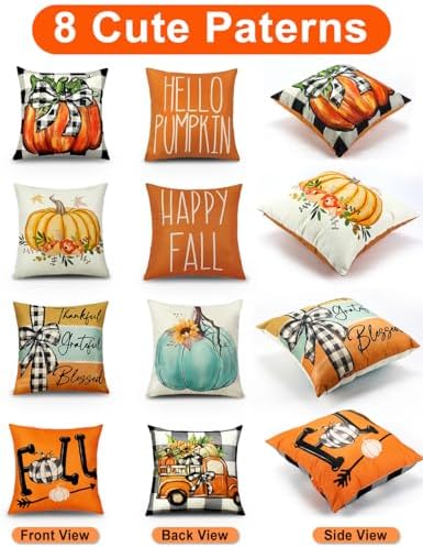 multiwins Fall Pillow Covers 20x20 4Pcs Double-Sided Print for Home Decor