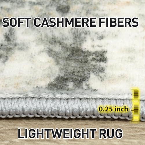 9x12 Area Rugs for Living Room: Washable Abstract Grey Brown Badroom Carpet