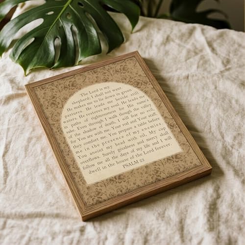Framed Psalm 23 Wall Art, Christian Bible Verse Canvas Wall Decor, The Lord Is My Shepherd Inspirational Scripture