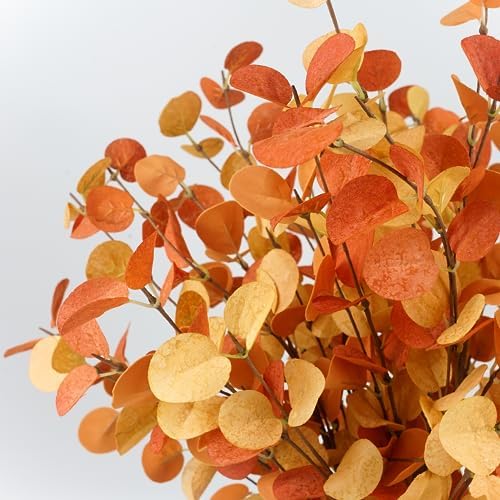 HomeKaren Fall Stems 6 Pcs Artificial Eucalyptus Fall Leaves 27.5 inch Fall Floral Picks, Fall Branches Decor for Vase, Fall Vase Filler Decoration Indoor