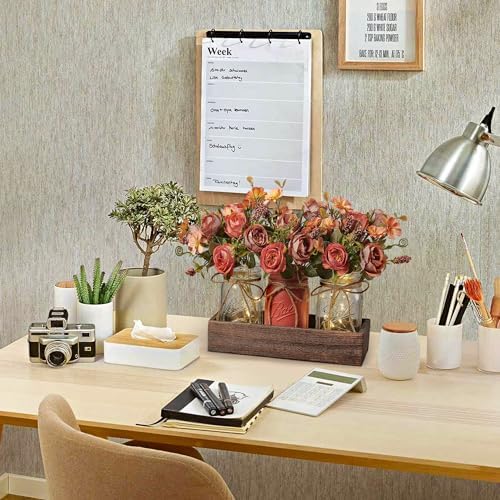 3 Pcs Mason Jar Centerpiece Table Decorations for Dining Table Decor Farmhouse Coffee Table Decor with Wood Tray and
