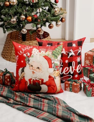 TOYPOPOR Christmas Pillow Covers 20x20 4Pcs Double‑Sided Winter Home Decor