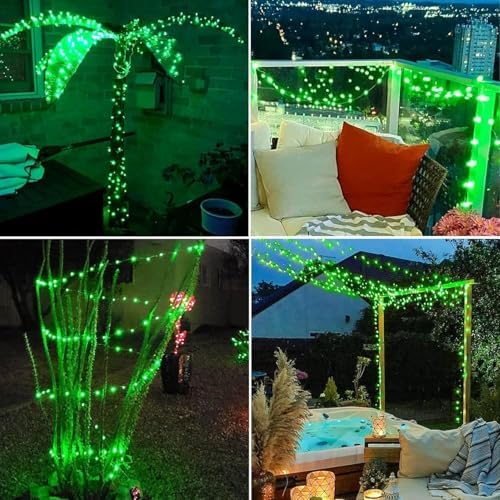 Lomotech Solar Fairy Lights Outdoor, 2 Pack Total 66ft 200 LED,Green