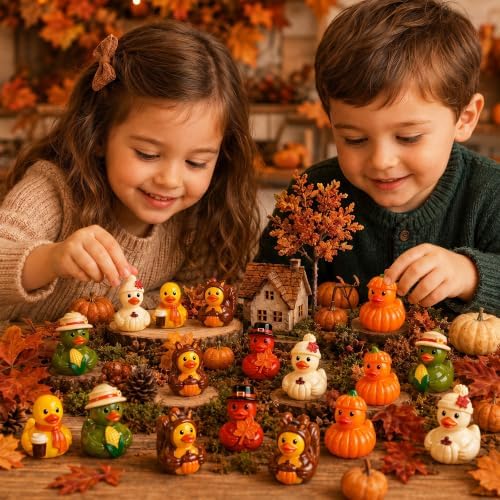 120 Pcs Fall Mini Resin Ducks Thanksgiving Miniature Tiny Figurines