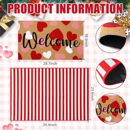 Tinideya 2 23.6 X 35.4 Inches Valentine Heart Red White