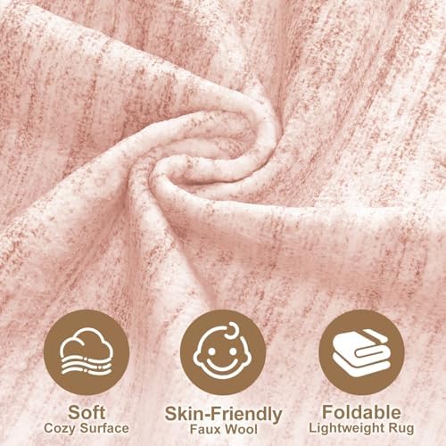 Nakagishi Boho 5x7 Area Rug Living Room Rugs Machine Washable Pink