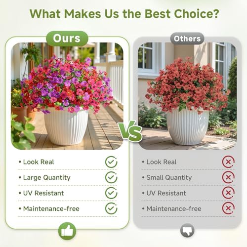 Alupssuc 48 Bundles Artificial Daisy Flowers UV Resistant for Outdoor Decor