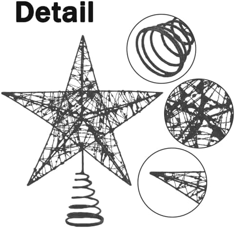 Christmas Tree Toppers Glitter Blackstar for Christmas Tree Decoration