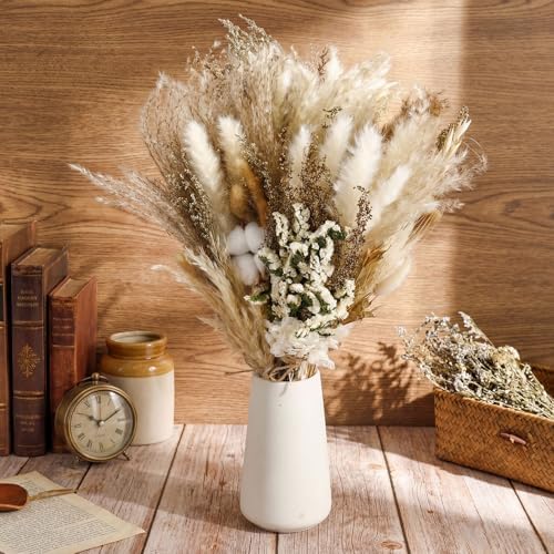 Layhit 8 Pack Large Size Boho Dried Flowers 15-17 Inch, Classic