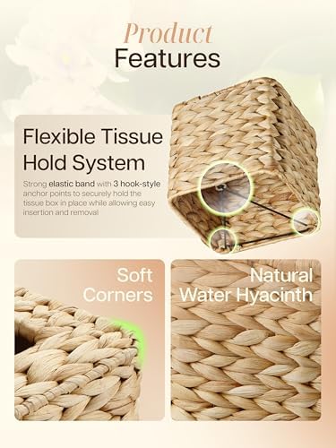 Water Hyacinth Rattan Tissue Box Cover