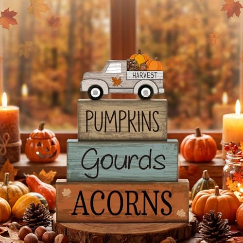 Lineshading 4 Pcs Fall Table Decoration for Home Rutic Fall Truck Decor