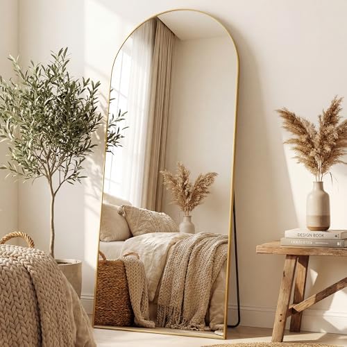 Antok 71" x28” Arched Full Length Mirror, Floor Mirror with Stand,Gold