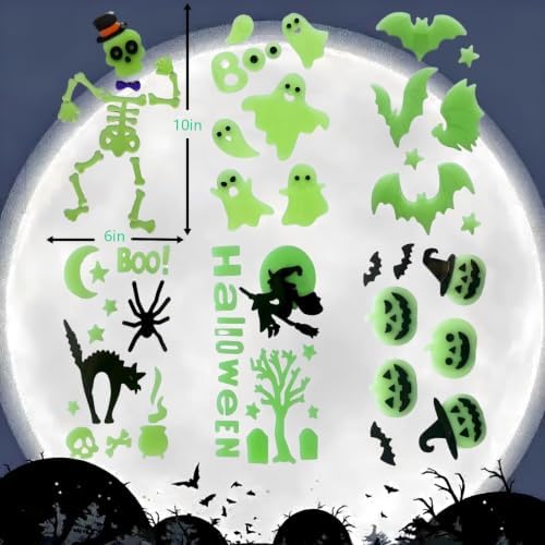 Gift&Fun 6Sheets Halloween Gel Window Clings,Halloween Window Stickers