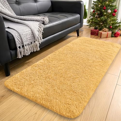 OLANLY 2x8 Machine Washable Runner Rugs for Hallway, Soft Fluffy Shaggy Bedside Rugs for Bedroom, Living Room, Indoor