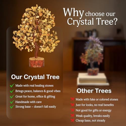 YATSKIA Yellow Aventurine Crystal Tree | Positive Energy Crystals Gem Tree | Crystals and Stones | Coffee Table Decor