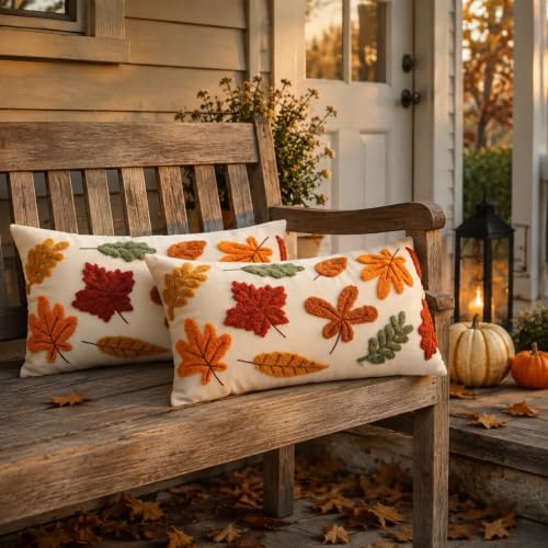 12x20 Lumbar Fall Throw Pillow Covers Set of 2, Outdoor Thanksgiving Pillow