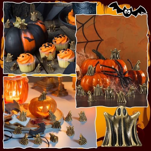 Civaner 50 Pcs Halloween Mini Brass Figurine Miniature, Scary Ghosts