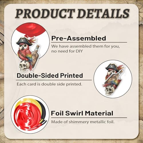 Pirate Hanging Swirls, 36Pcs Pirate Treasure Ceiling Streamers Captain Hat Skull Hanging Decorations for Pirate Themed Party Supplies
