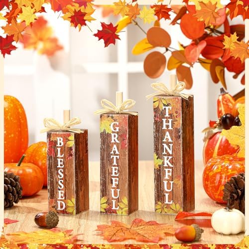 Redbaker 3 Pcs Fall Decorations for Home, Thanksgiving Maple Leaf Decor