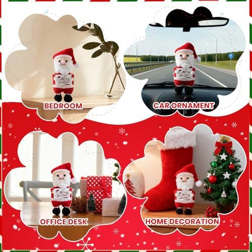 Crochet Gifts for Women Men, Xmas Handmade Santa Claus for Family Friends, Funny Christmas Stocking Stuffers Basket Decor for Table Home Decoration Birthday Monther' Day Gift for Girlfriend