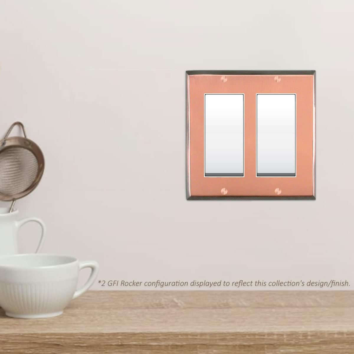 Pink Antique Copper Outlet Wall Plate | 2 Toggle - 1 GFI Rocker | 6.25" x 4.5" | Hand-Polished Brass Construction